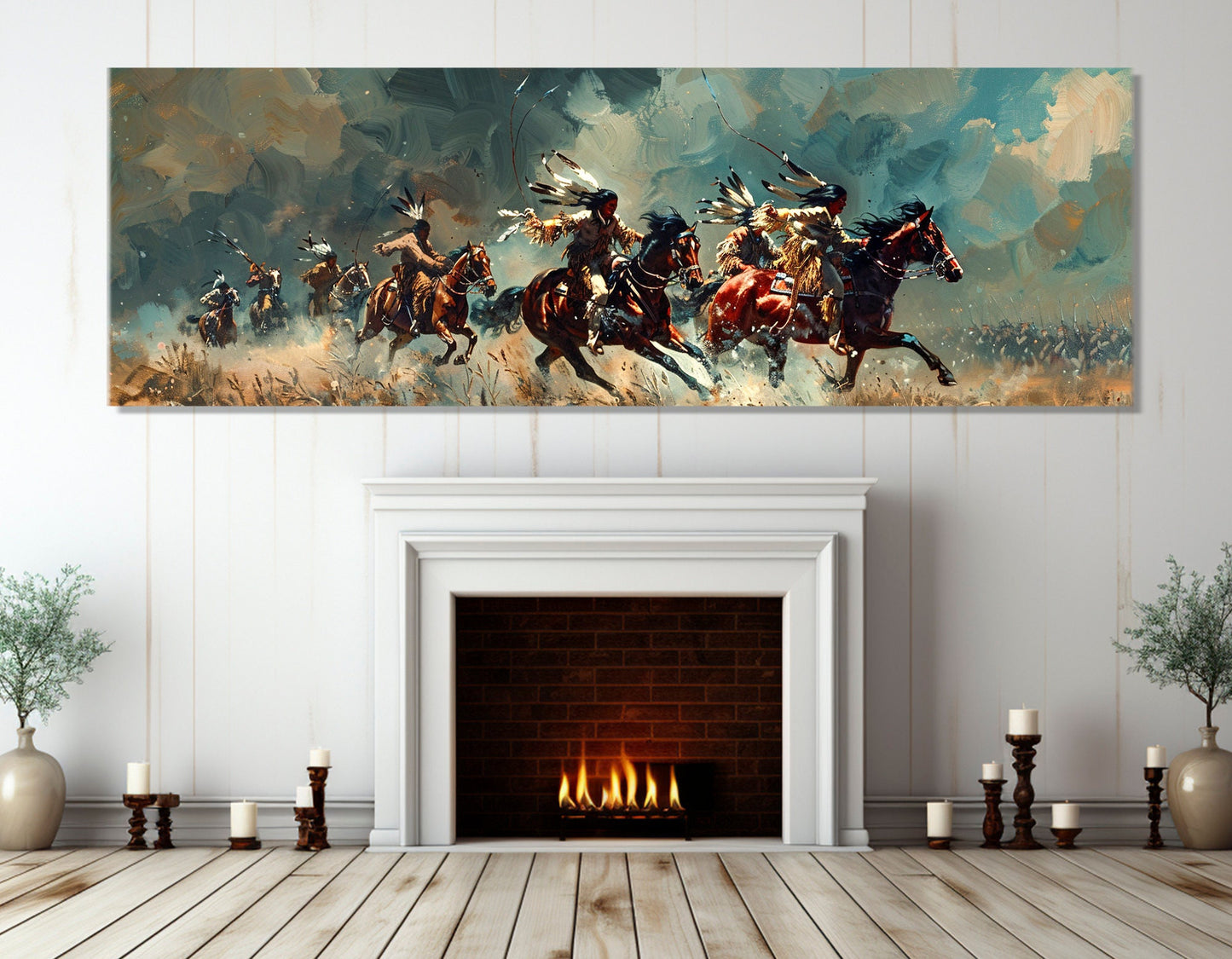 Native Americans Canvas Art – Framed Canvas Print Ready to Hang | Tribal Wall Decoration