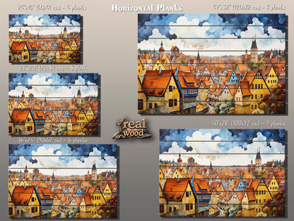 Rothenburg Wood Art | Fade Resistant Wall Art on Natural Wood Planks – Ready to Hang