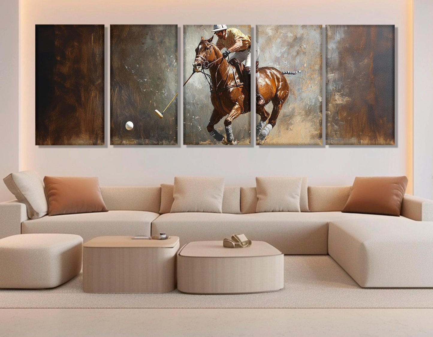Polo Wall Art - Abstract Polo Print on Cotton Canvas, Framed & Ready to Hang