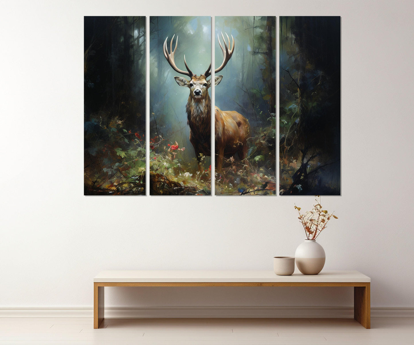 Deer Forest Canvas Print – Wildlife Wall Art | Framed Cotton Canvas Ready to Hang