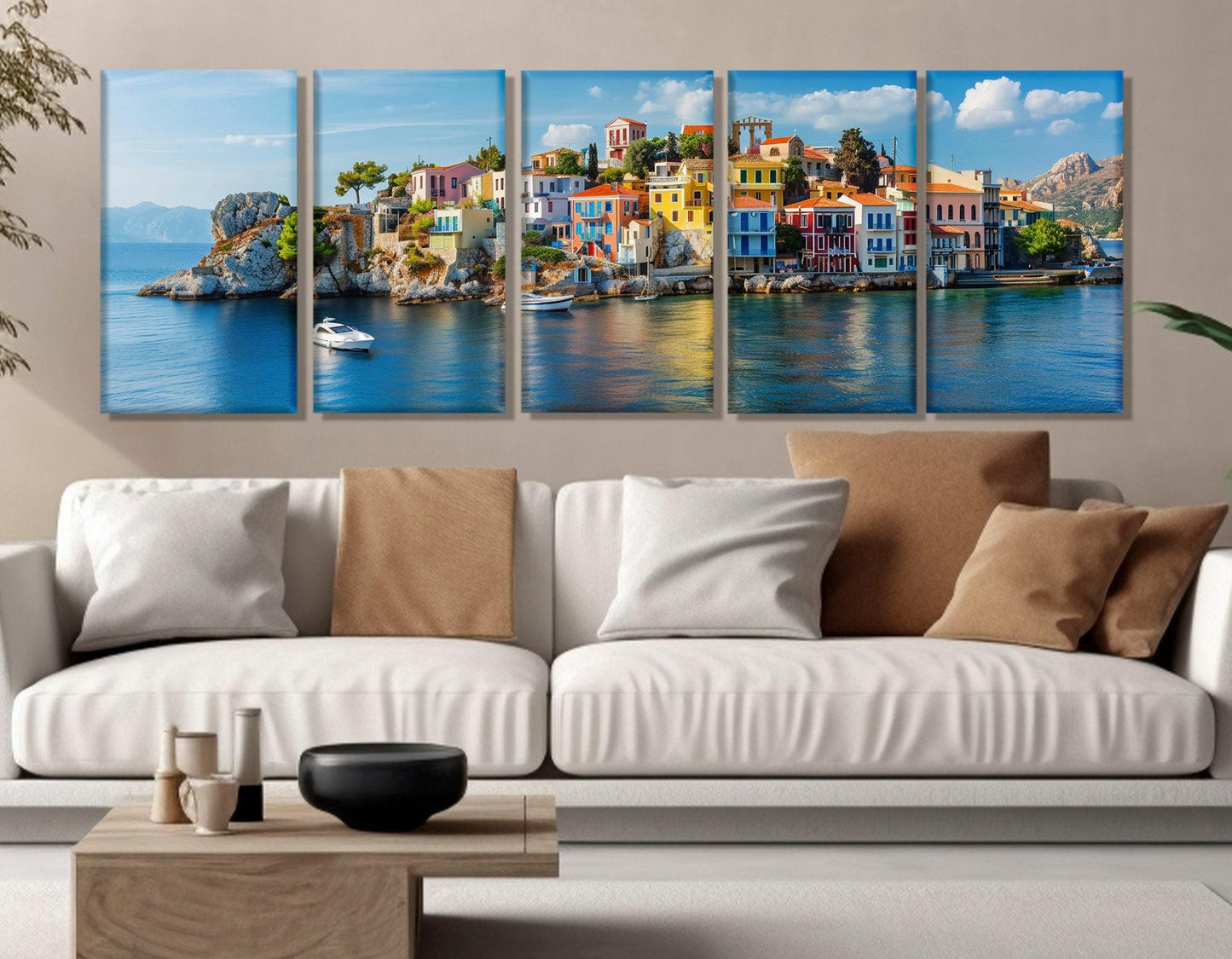 Greece Canvas Print - Large Island Abstract Greek Wall Art | Ready to Hang Cotton Canvas
