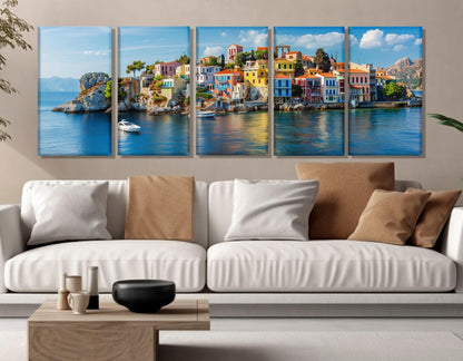 Greece Canvas Print - Large Island Abstract Greek Wall Art | Ready to Hang Cotton Canvas