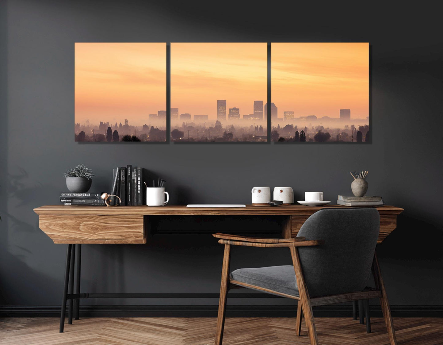 Fresno Canvas Print – Abstract Fresno Skyline Painting | Framed & Ready to Hang