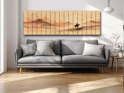 Cowboy Wall Art – Lone Cowboy Print on Wood | Rustic Western Wood Decor