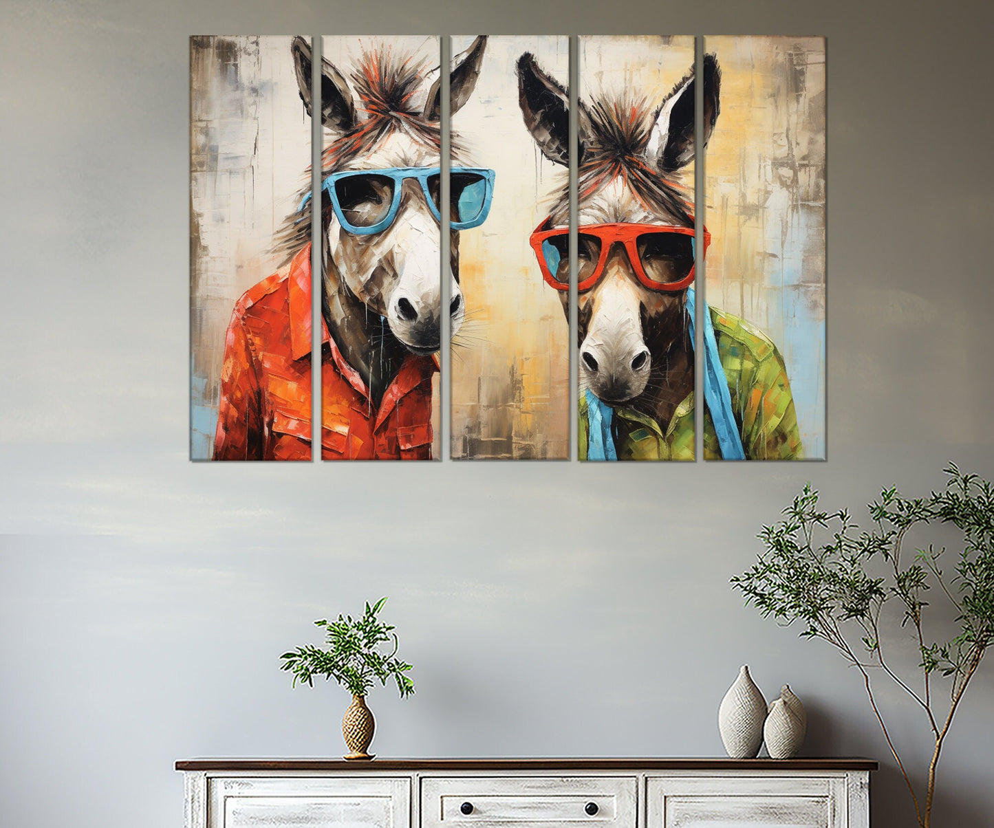 Donkey Canvas Print – Stylish Donkey Painting on Gallery Wrapped Canvas for Kids Room Decor
