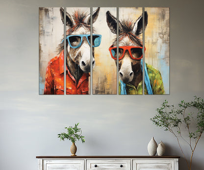 Donkey Canvas Print – Stylish Donkey Painting on Gallery Wrapped Canvas for Kids Room Decor