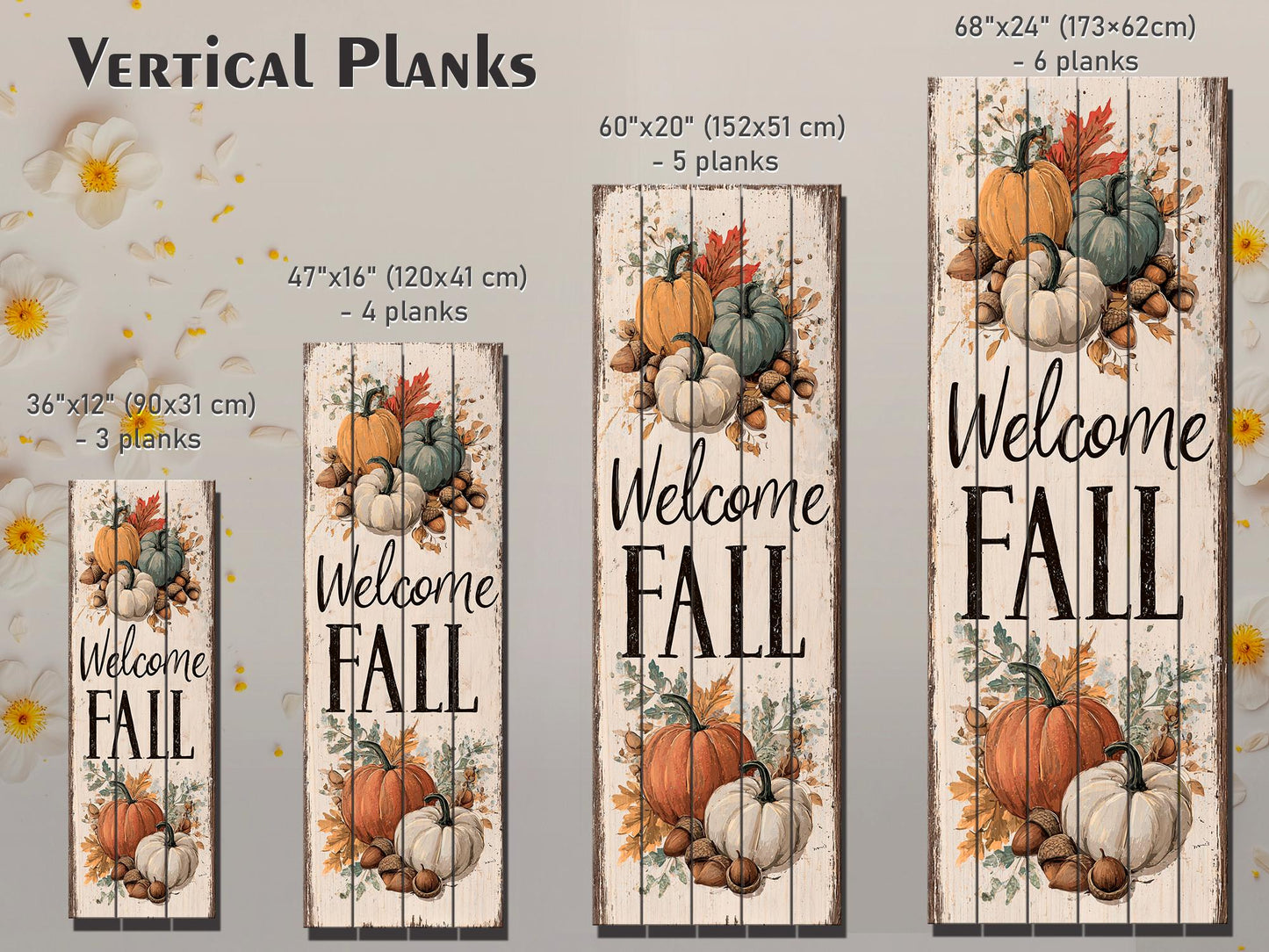 Rustic Wood Wall Art – Welcome Fall Sign | Autumn Pumpkin Wall Decor