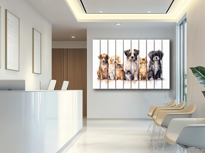 Dogs Cats Wall Art – Natural Wood Painting | Vet Clinic Art, Rustic Pet Print