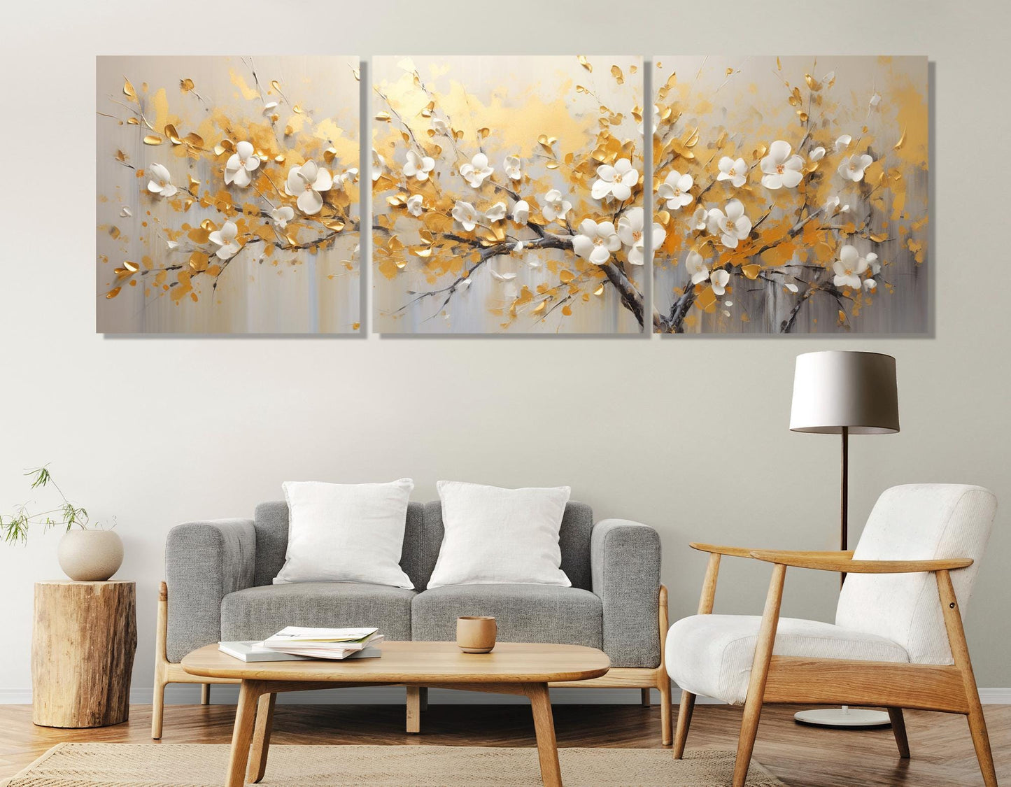 Gold Blossom Canvas Print – Abstract Tree Art | Luxury Wall Decor, Framed & Ready to Hang