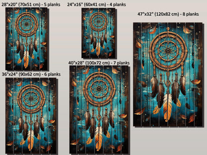 Dreamcatcher Wood Art – Boho Wall Decor on Natural Wood with Unique Grain