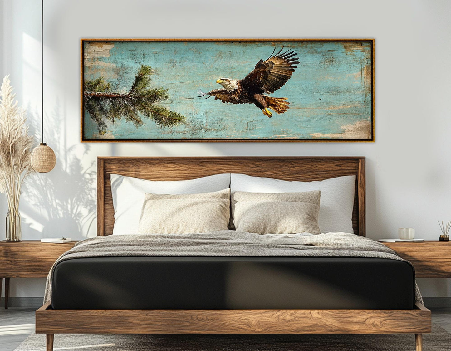 American Bald Eagle Canvas - Rustic Eagle Wall Art | Framed Canvas Print Ready to Hang