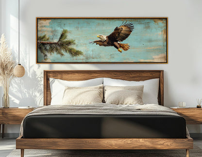 American Bald Eagle Canvas - Rustic Eagle Wall Art | Framed Canvas Print Ready to Hang