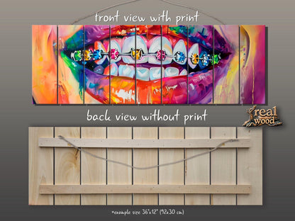 Wood Wall Art – Abstract Braces Painting | Orthodontist Wall Decor on Wood