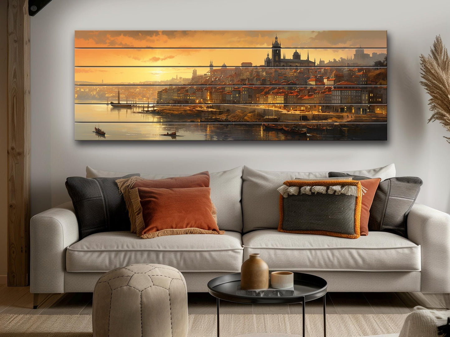 Vintage Porto Print on Natural Wood – Portugal Wall Art