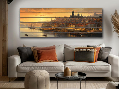 Vintage Porto Print on Natural Wood – Portugal Wall Art