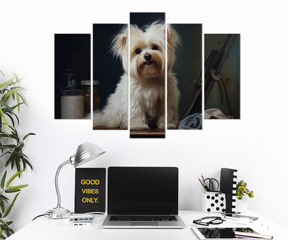 Cute Puppy Canvas Print - Framed Gallery Wrapped Cotton Canvas Art For Groomers Studio