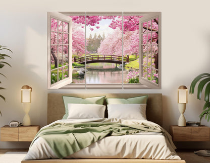 Cherry Blossom Canvas Print – Japanese Landscape Art | Framed & Ready to Hang