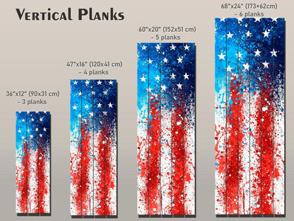American Flag Wood Art - Abstract USA Flag Print on Natural Wood | Patriotic Wall Decor