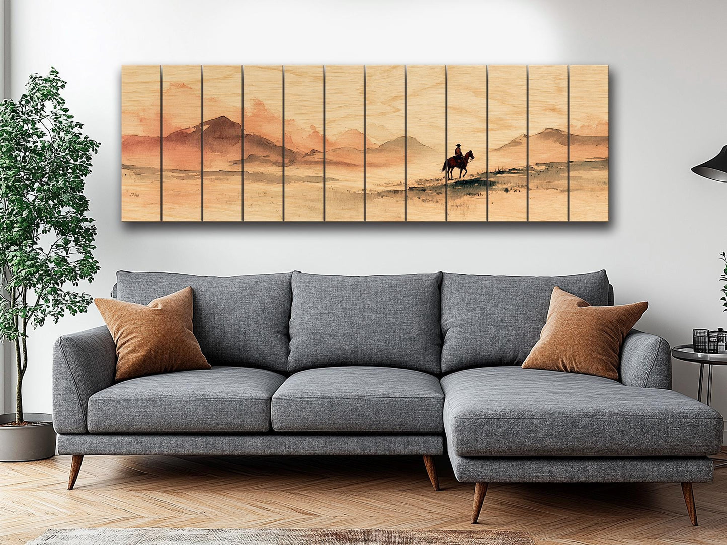 Cowboy Wall Art – Lone Cowboy Print on Wood | Rustic Western Wood Decor