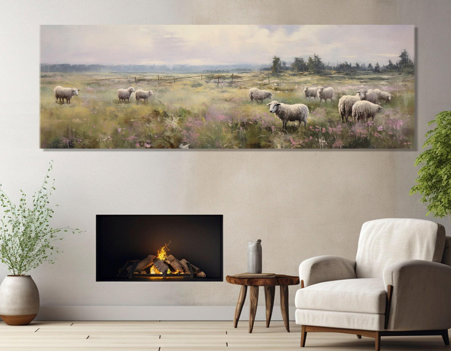 Sheep in Meadow Canvas – Anton Mauve Painting | Framed Canvas Print, Ready to Hang