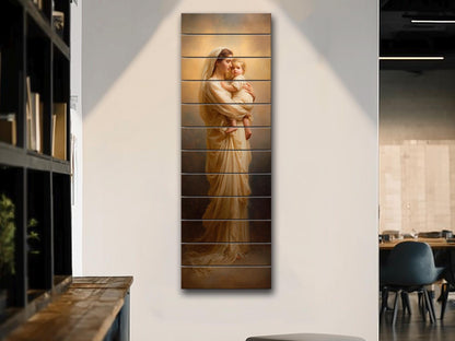 Mother and Child Wall Art – Renaissance Sacred Wood Print on Linden