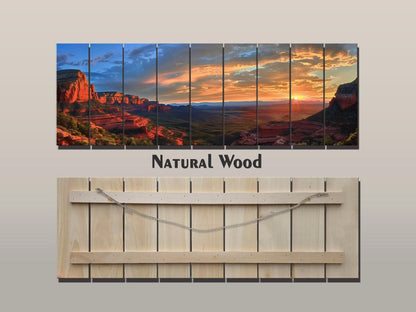 Red Rocks Wood Print – Arizona Wall Art | Rustic Desert Landscape Decor on Natural Wood
