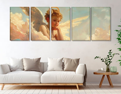 Cupid Canvas Print, Cupid Painting in William Bouguereau Style, Angels Wall Art, Cupidon Canvas Print, Framed and Ready to Hang