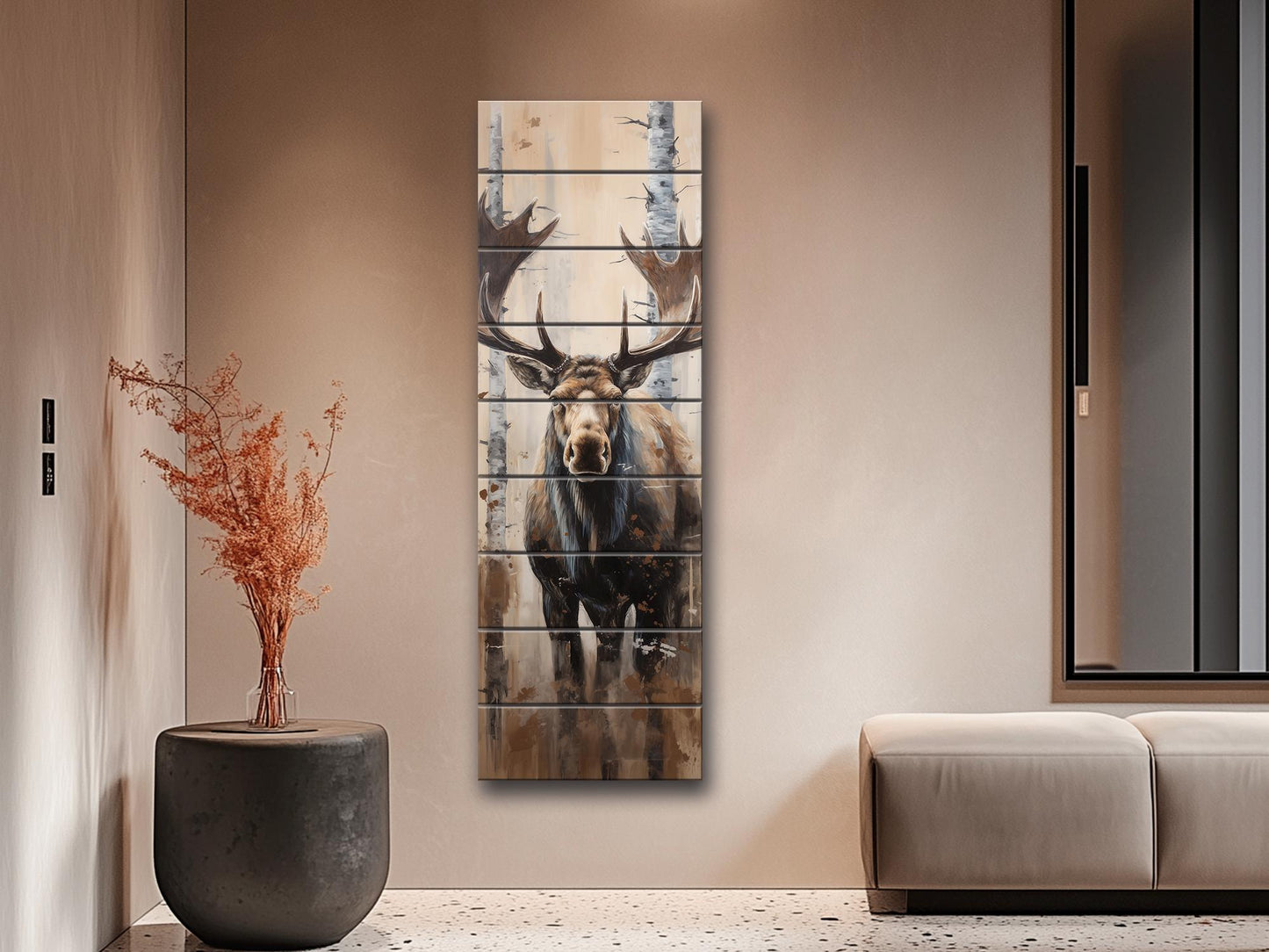 Rustic Moose Art Wood Wall Decor – UV Printed Natural Wood Plank Art