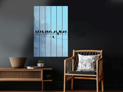 Rustic Wood Wall Art – Minimalist Bird Wall Decor on Natural Wood Planks