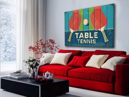 Vintage Table Tennis Art – Rustic Natural Wood Print | Unique Sports Gift