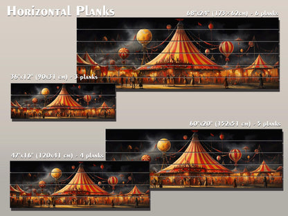 Carnival,  Circus Print On Natural Wood