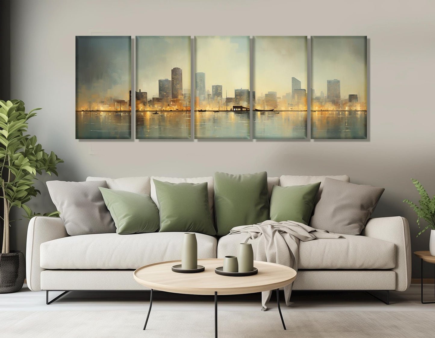 Milwaukee Skyline Canvas Abstract City Art – Framed Canvas Print, Ready to Hang