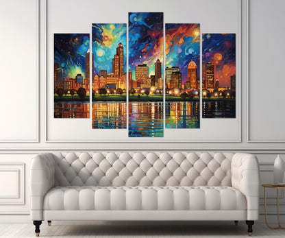 Detroit Canvas Print – Abstract Detroit Skyline Painting | Ready to Hang Wall Art