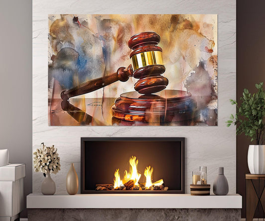 Justice Wall Art – Gavel Canvas Print | Lawyer Office Decor, Judge Gift, Attorney Gift