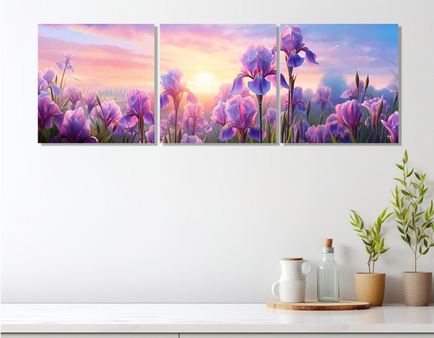 Iris Flowers Canvas - Large Floral Wall Art | Gallery Wrapped Cotton Print