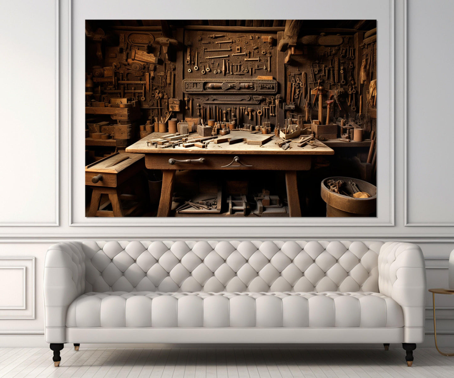 Woodworking Wall Art – Vintage Tools Print | Carpenter Gift | Framed Canvas Print
