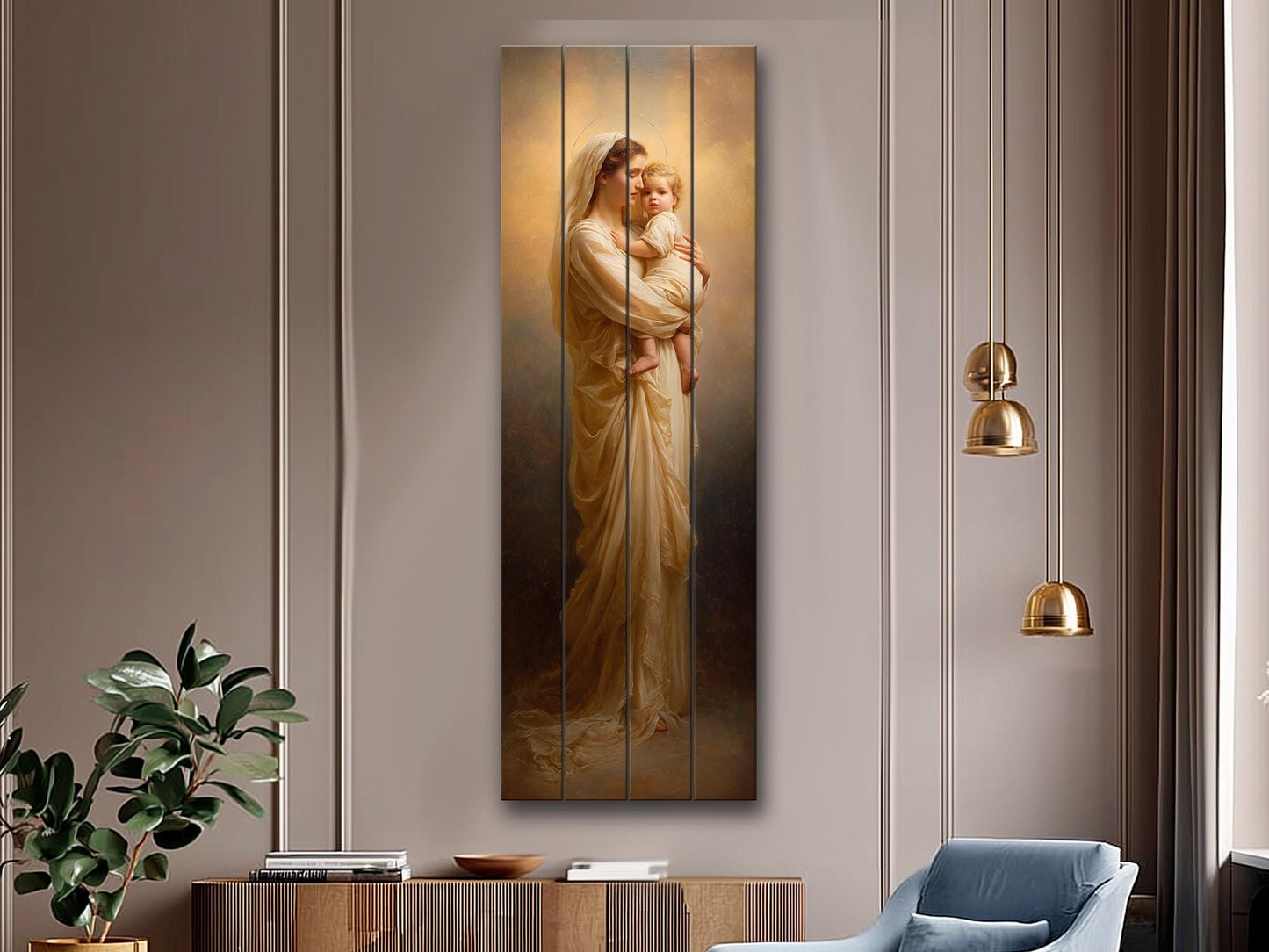 Mother and Child Wall Art – Renaissance Sacred Wood Print on Linden