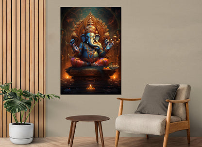 Lord Ganesha Canvas Print - Hindu God Painting | Gallery Wrapped Cotton Canvas Art
