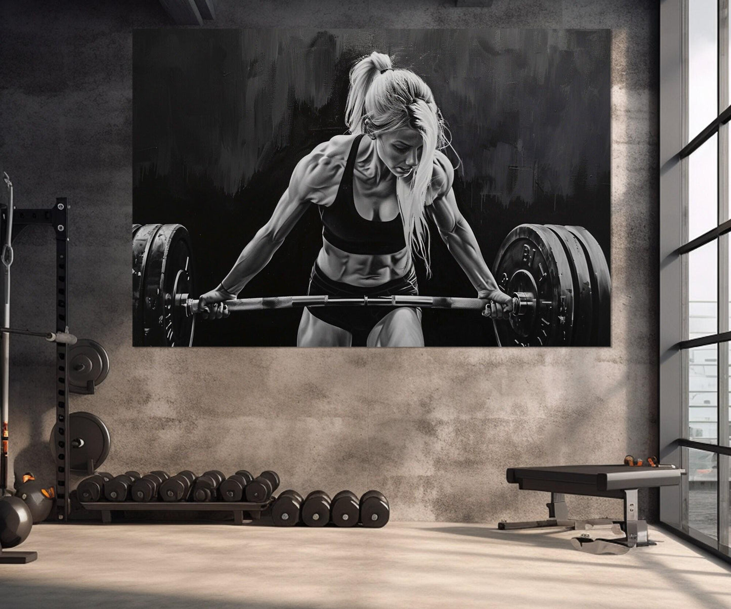 Fitness Wall Art – Black White Fitness Print | Women Workout Motivation Canvas