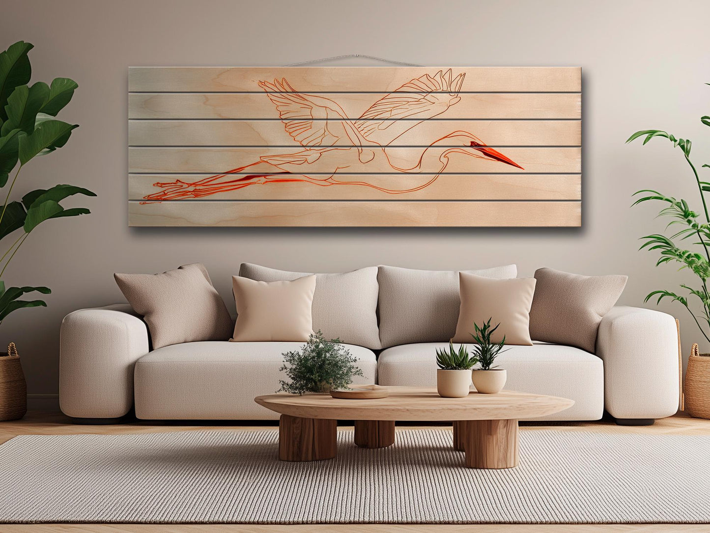 Heron Print Wood - Minimalist Bird Wall Art | Coastal Home Decor
