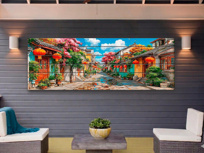 Old Shanghai Wood Wall Art, Chinese Street Scene Print on Wood