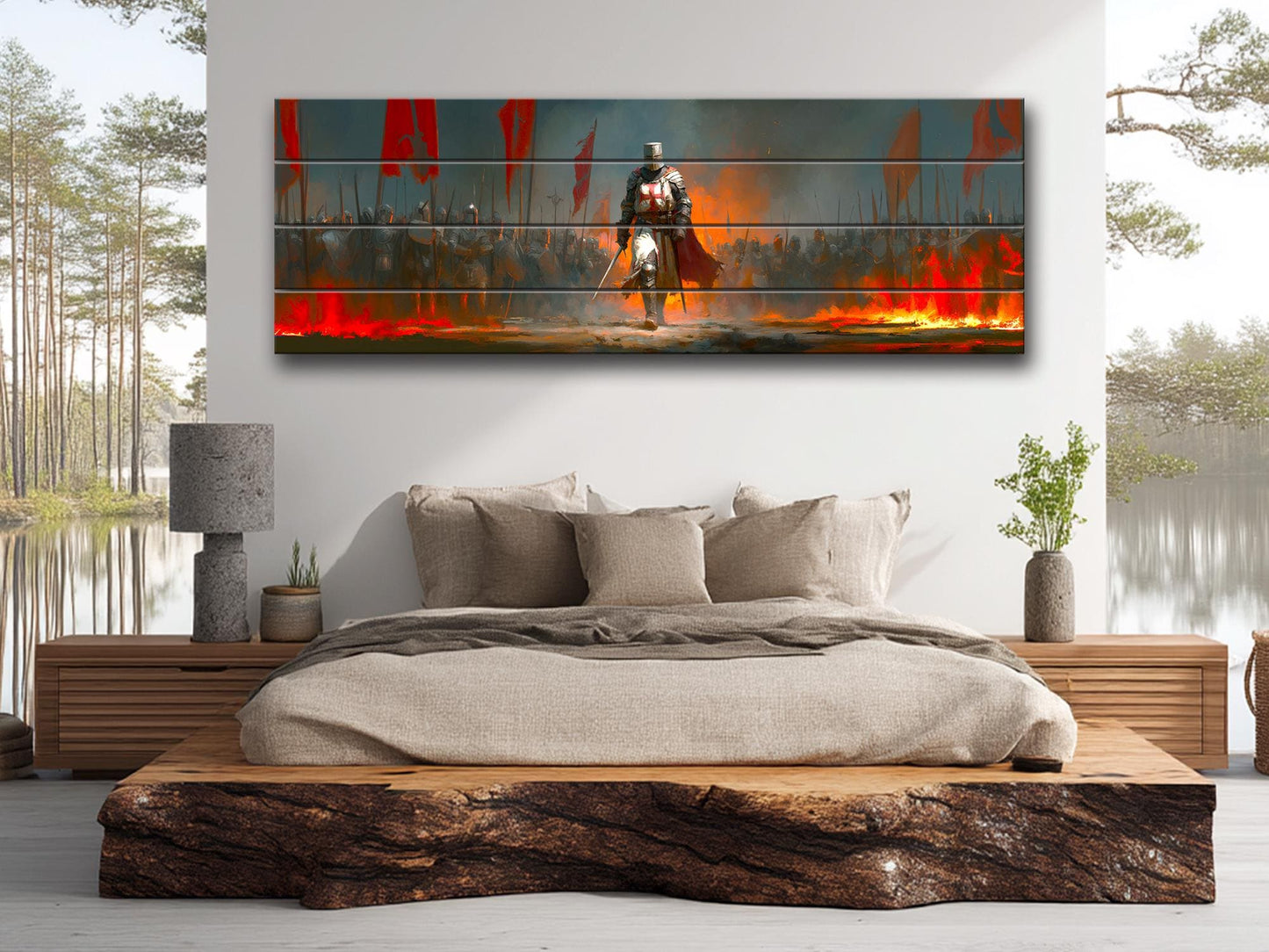 Richard Lionheart Crusader Battle Print on Wood