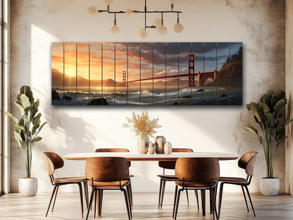 Golden Gate Bridge Wood Art – Rustic San Francisco Wall Decor | UV Printed Wood Panel
