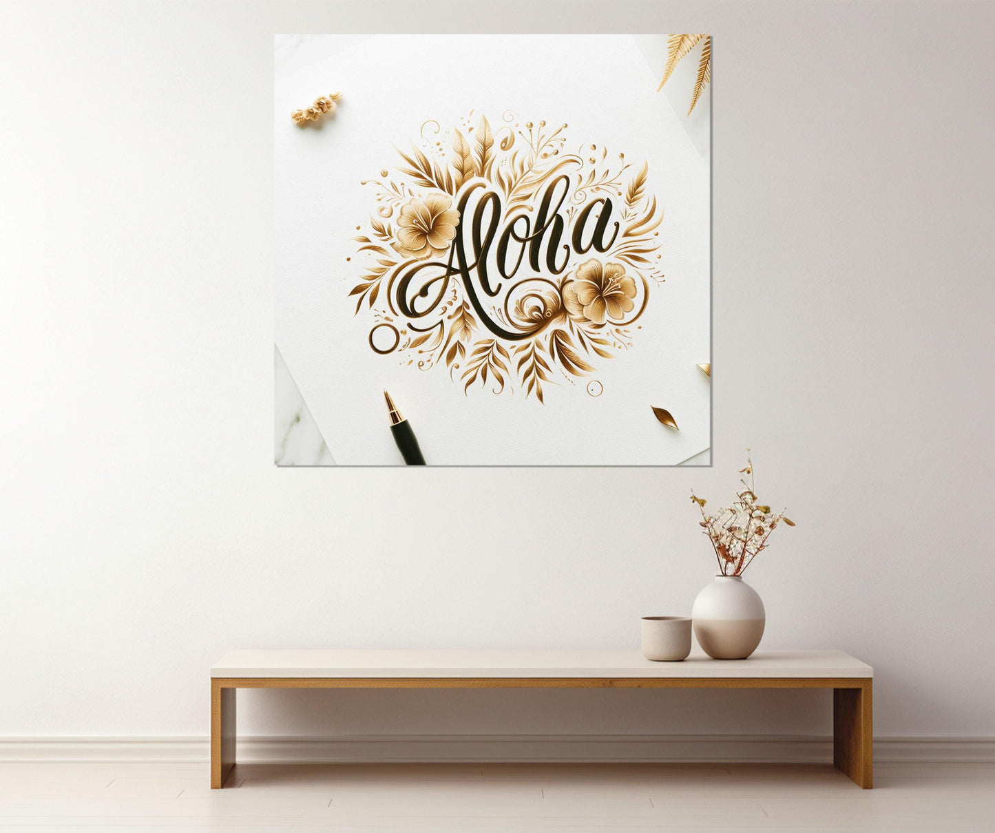 Aloha Wall Art, Aloha Sign Canvas Print, Coastal Wall Art, Framed and Ready to Hang