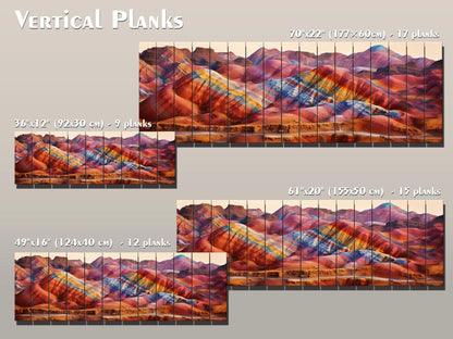 Zhangye Wood Print – Natural Wood Art | Rustic Mountain Wall Decor, Ready to Hang