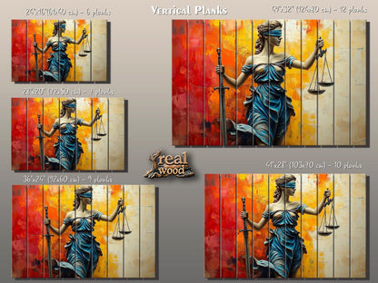 Rustic Wood Wall Art - Abstract Lady Justice Print | Lawyer Office Decor