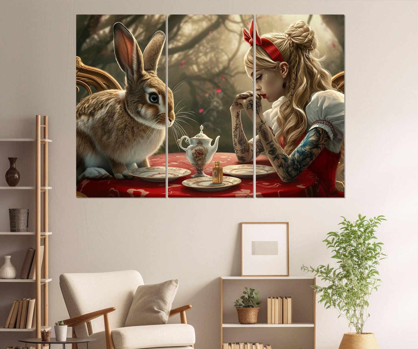 Alice in Wonderland Print – Framed Canvas Wall Art for Kids Room Decor