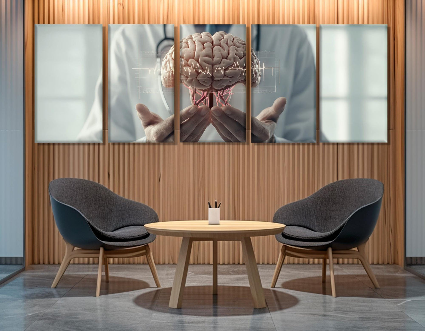 Human Brain Canvas Print – Framed Gallery Wrapped Art for Psychologist Office Decor