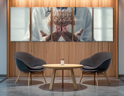 Human Brain Canvas Print – Framed Gallery Wrapped Art for Psychologist Office Decor