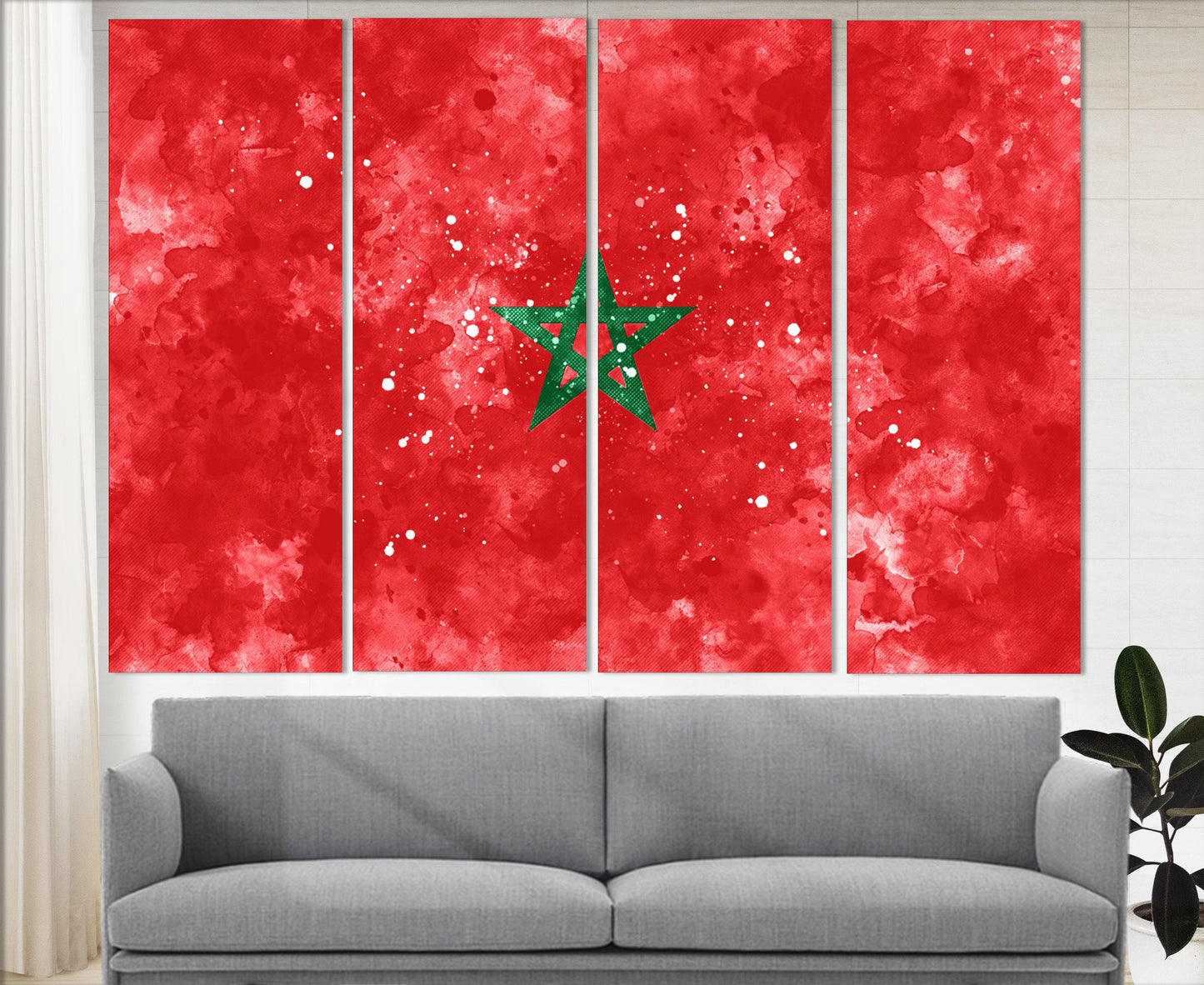 Morocco Flag Canvas Print - Framed Ready to Hang | High Quality Cotton Wall Art